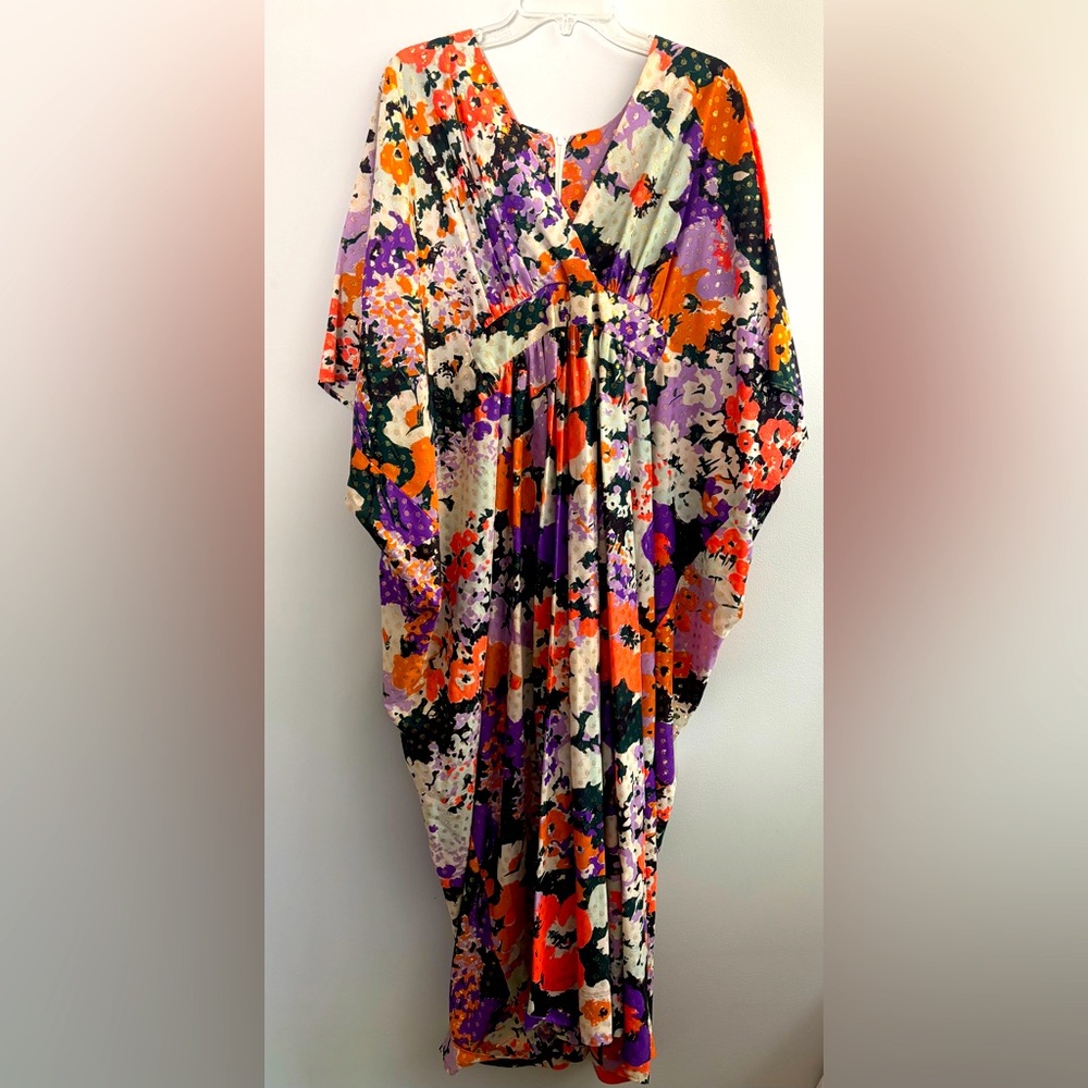 Vintage 1960s Alice of California adjustable mod gown tunic with gold accents